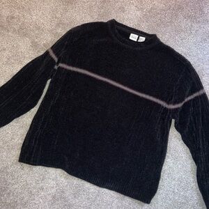 Authentic Falls Creek Black Stripe Sweater Size Large